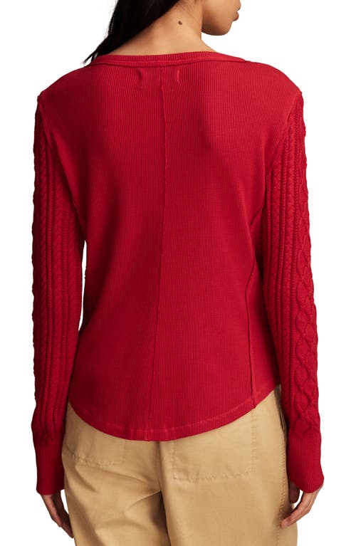 Shop Lucky Brand Textured Sleeve Mixed Media Henley In Jester Red