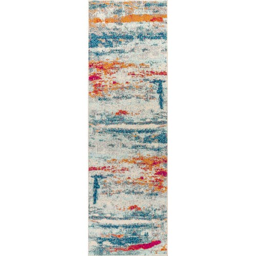 Jonathan Y Contemporary Pop Modern Abstract Brushstroke Area Rug In Cream/blue