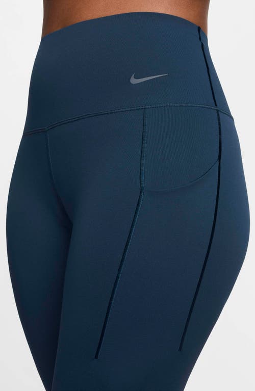 Shop Nike Universa Dri-fit Medium Support High Waist Leggings In Armory Navy/black