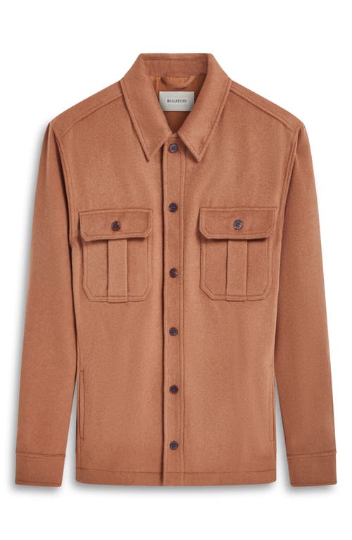 Shop Bugatchi Wool Blend Shirt Jacket In Cinnamon