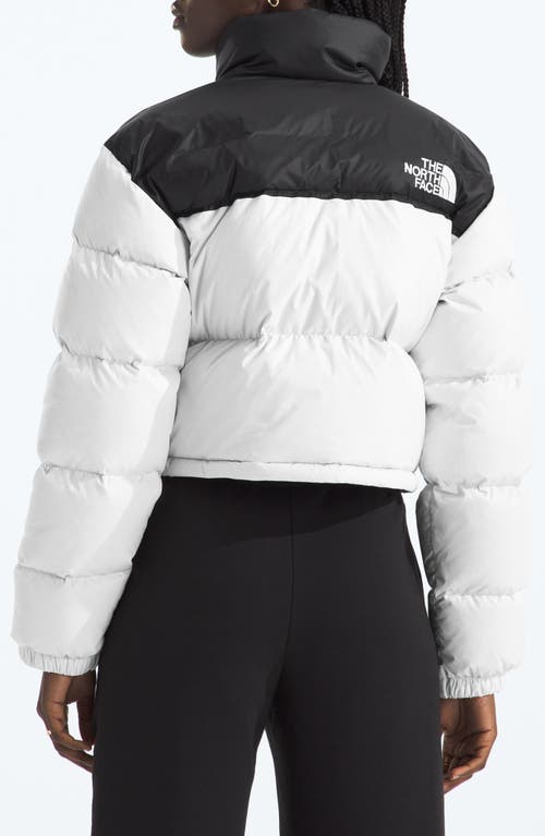 Shop The North Face Nuptse Water Repellent 700 Fill Power Down Short Puffer Jacket In White Dune/tnf Black