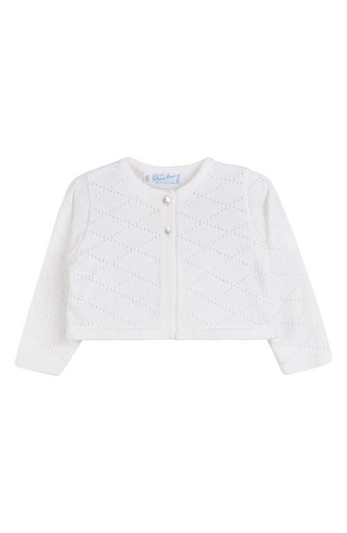 Feltman Brothers Pointelle Crop Cotton Cardigan In Ivory