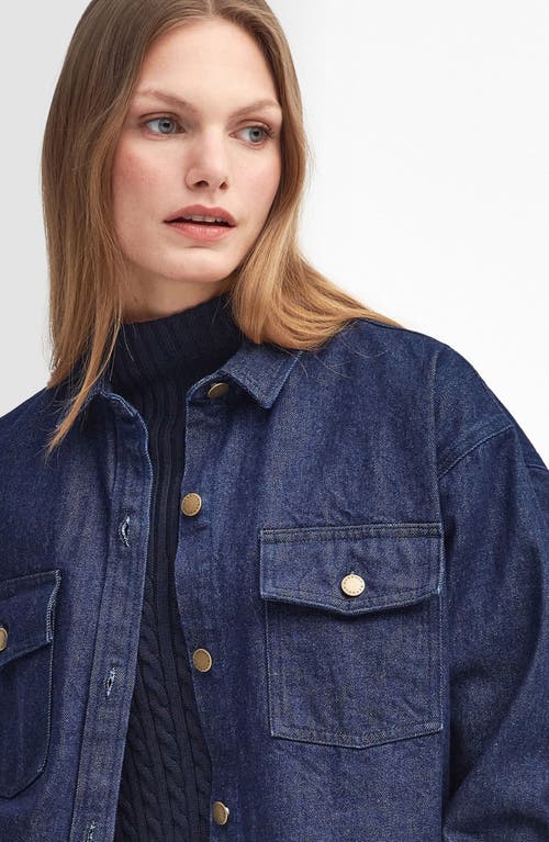 Shop Barbour Cassie Oversize Denim Shirt In Dark Indigo Purple Wash