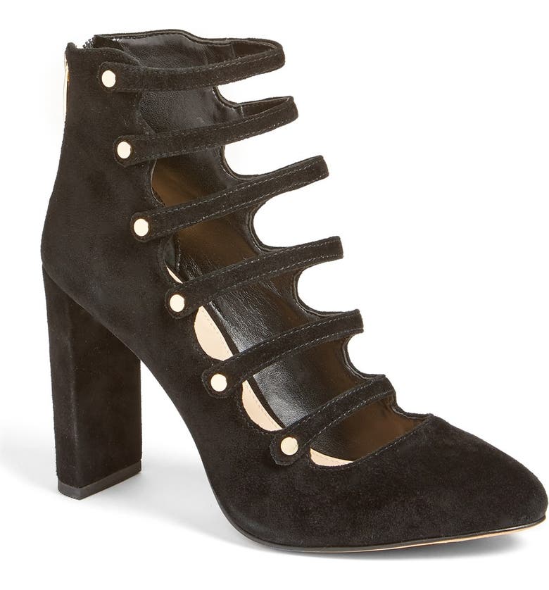 VINCE CAMUTO 'Davel' Block Heel Pump, Main, color, BLACK SUEDE