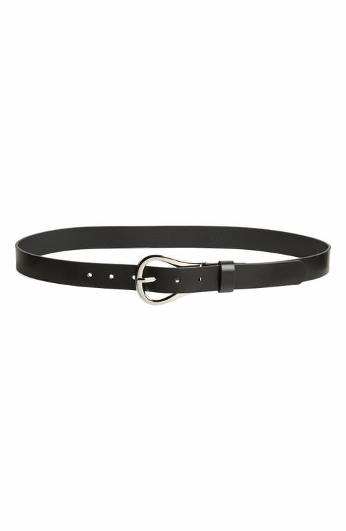 Jane Wishbone Leather Belt in Black