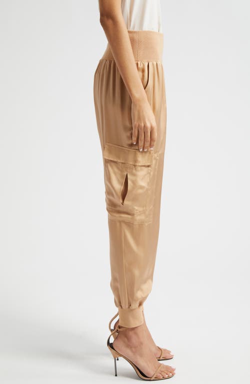 Shop Cinq À Sept Giles Cupro Crop Cargo Joggers In Desert Tan