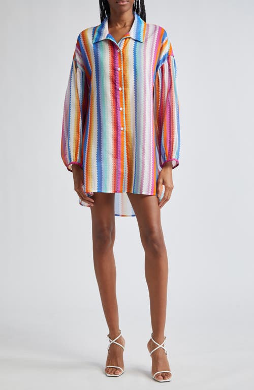 Missoni Chevron Stripe Cotton & Silk Tunic Shirt in Multicolor Chevron at Nordstrom, Size Small