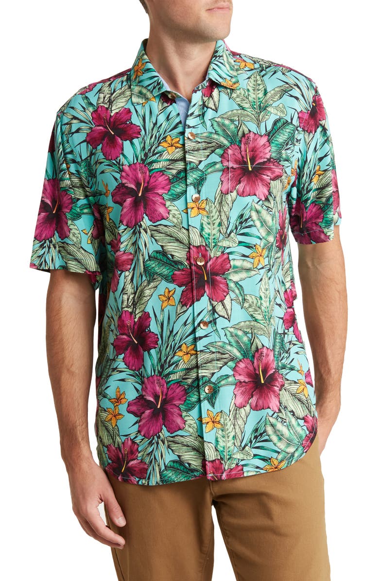 Tommy Bahama Veracruz Cay Flora And Stripes Camp Shirt - Blue Allure main image 1