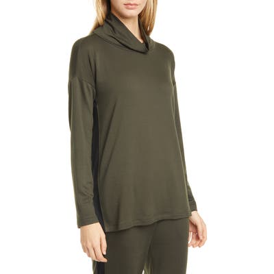Eileen Fisher Side Stripe Funnel Neck Top