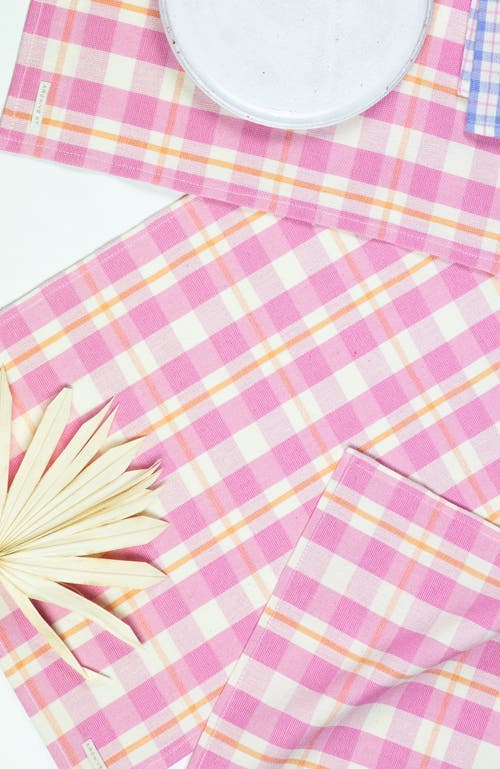 Shop Archive New York Handwoven Colorful Plaid Cotton Placemats, Set Of 4 In Pink