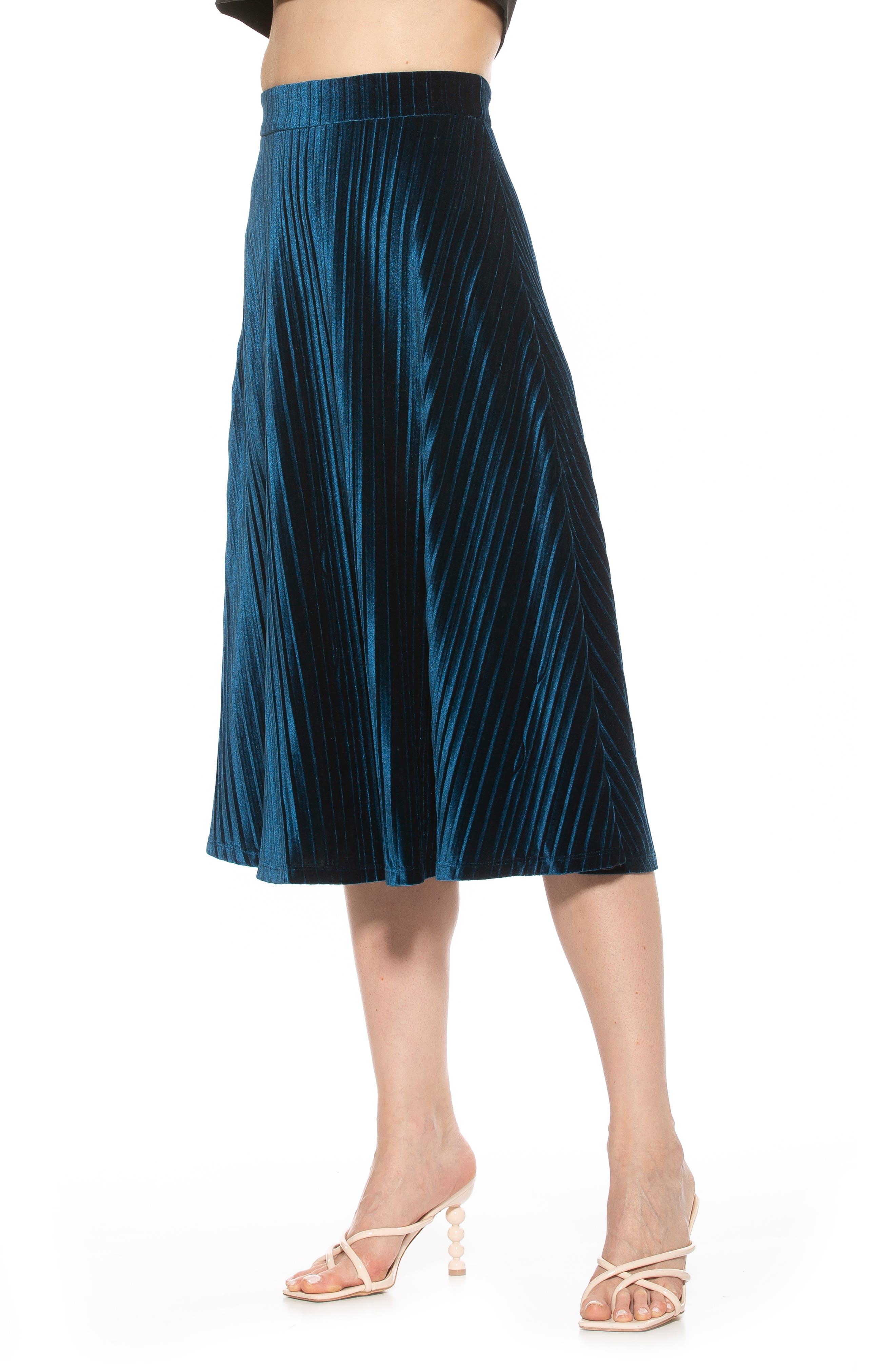 Alexia Admor Alania Pleated Velvet Midi Skirt | Nordstromrack