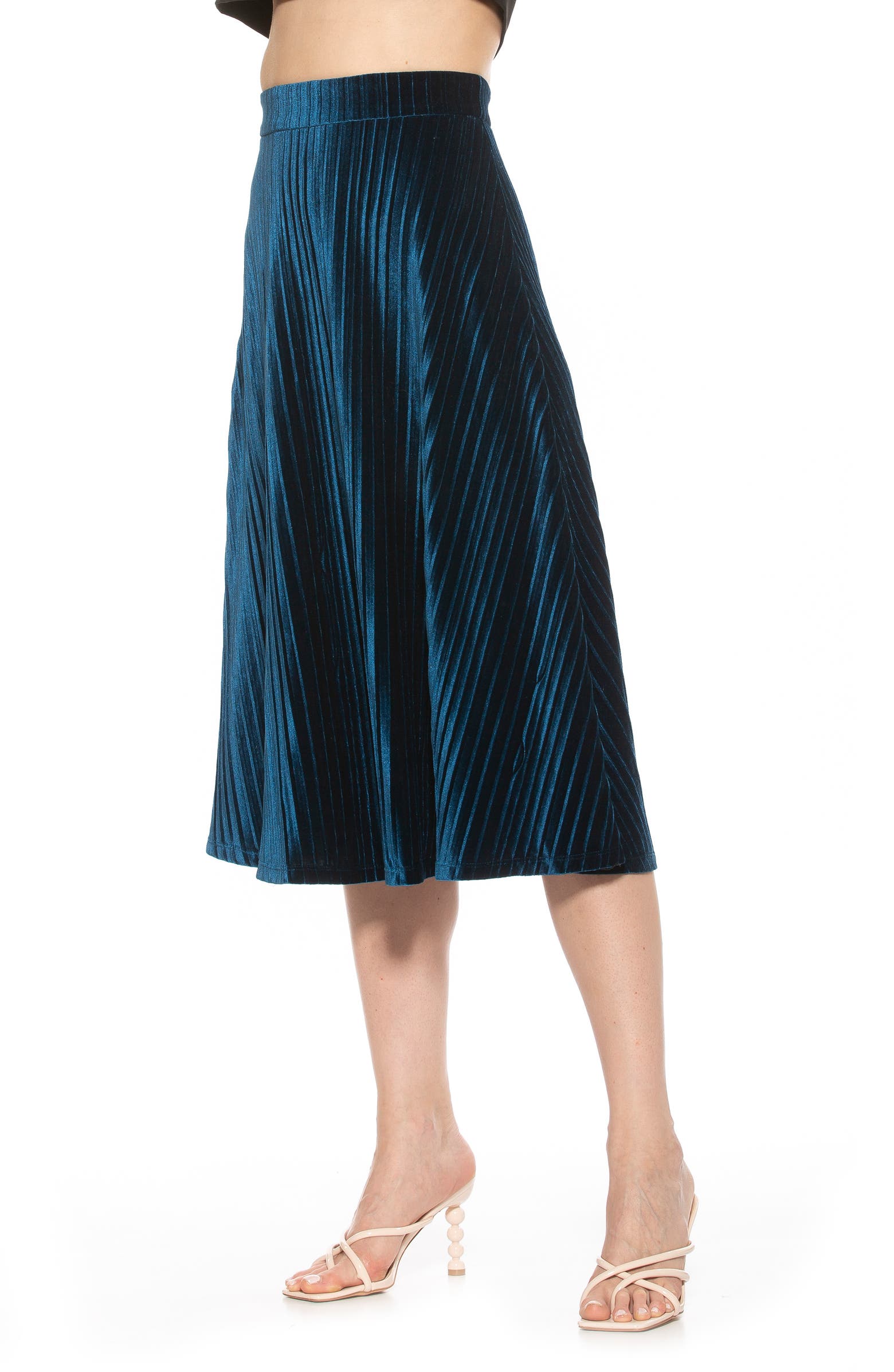 Alexia Admor Alania Pleated Velvet Midi Skirt | Nordstromrack