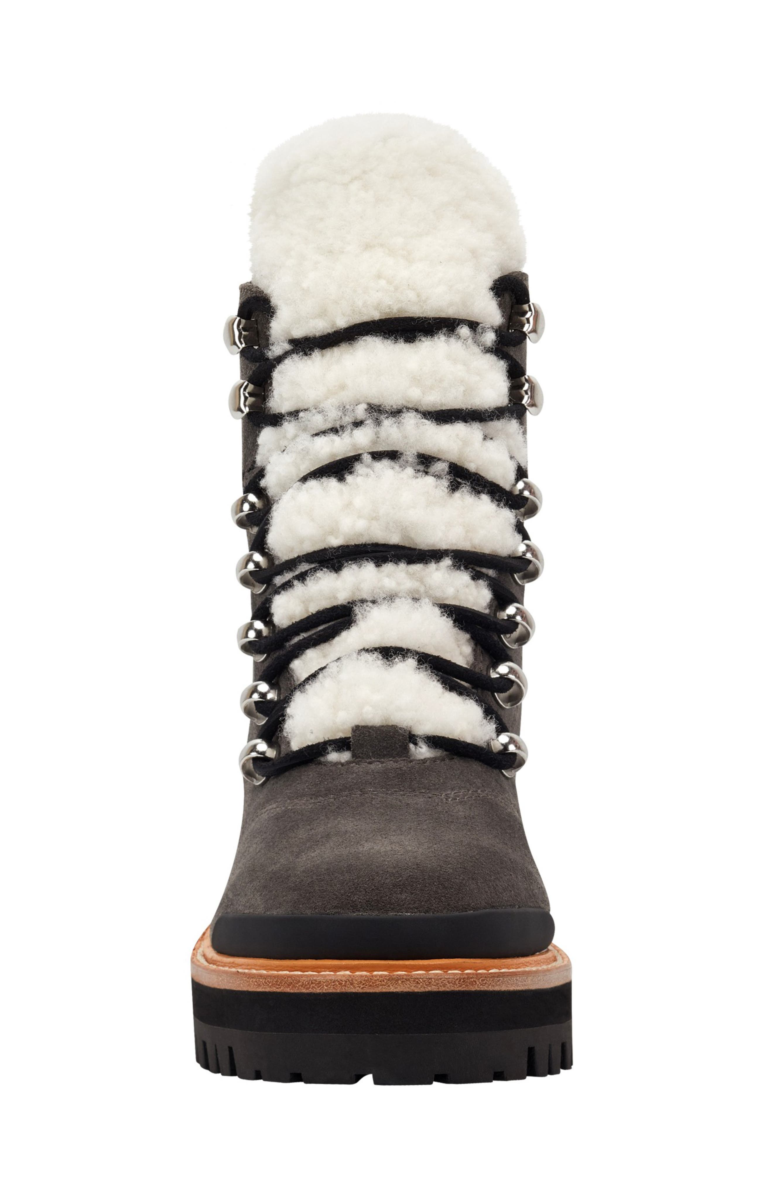 marc fisher shearling lace up boot