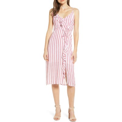 Rails Ariel Stripe Faux Wrap Dress, Pink