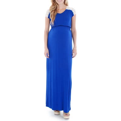 Everly Grey Lace Yoke Maxi Maternity Dress