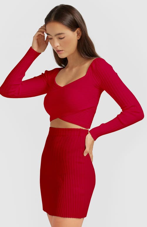Belle & Bloom Forget Me Not Knit Crop In Red