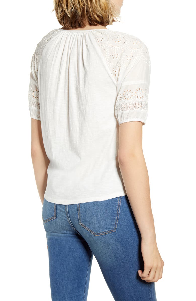  Eyelet Embroidered Peasant Top, Alternate, color, BRIGHT WHITE