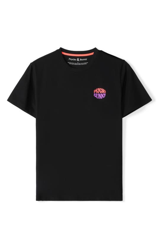 Shop Psycho Bunny Preston Logo Cotton Graphic T-shirt In Black