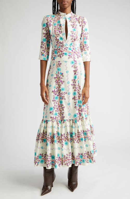 Etro Placed Floral Print Cotton Maxi Dress On White Base at Nordstrom, Us