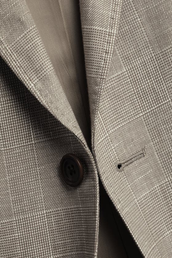 Charles Tyrwhitt Linen Cotton Slim Fit Jacket In Mocha