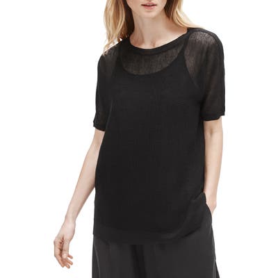 Eileen Fisher Bateau Neck Elbow Sleeve Sweater, Black