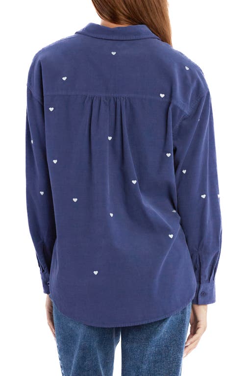 Billy T Heart Embroidered Corduroy Shirt In Pretty Blue