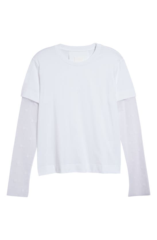 Givenchy 4g Tulle Sleeve Cotton T-shirt In White