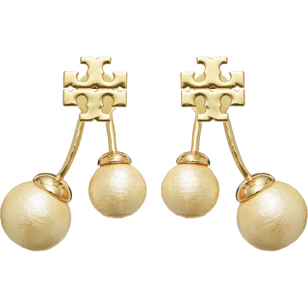 Tory Burch Kira Imitation Pearl Drop Earrings In Gold