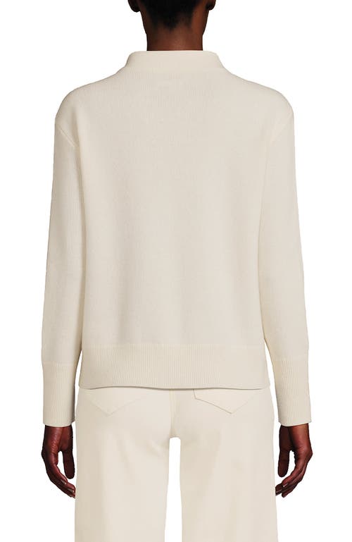 Shop Lands' End Cashmere Funnel Neck Sweater In Fresh Ivory