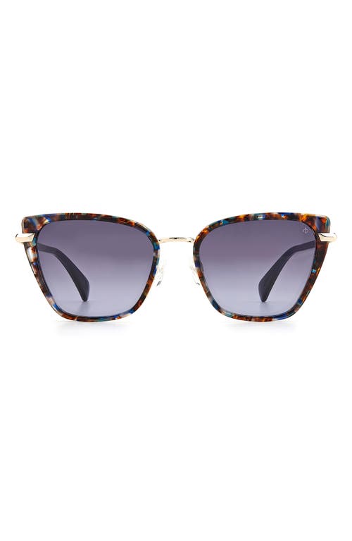rag & bone 56mm Gradient Cat Eye Sunglasses in Blue Havana /Grey Shaded at Nordstrom