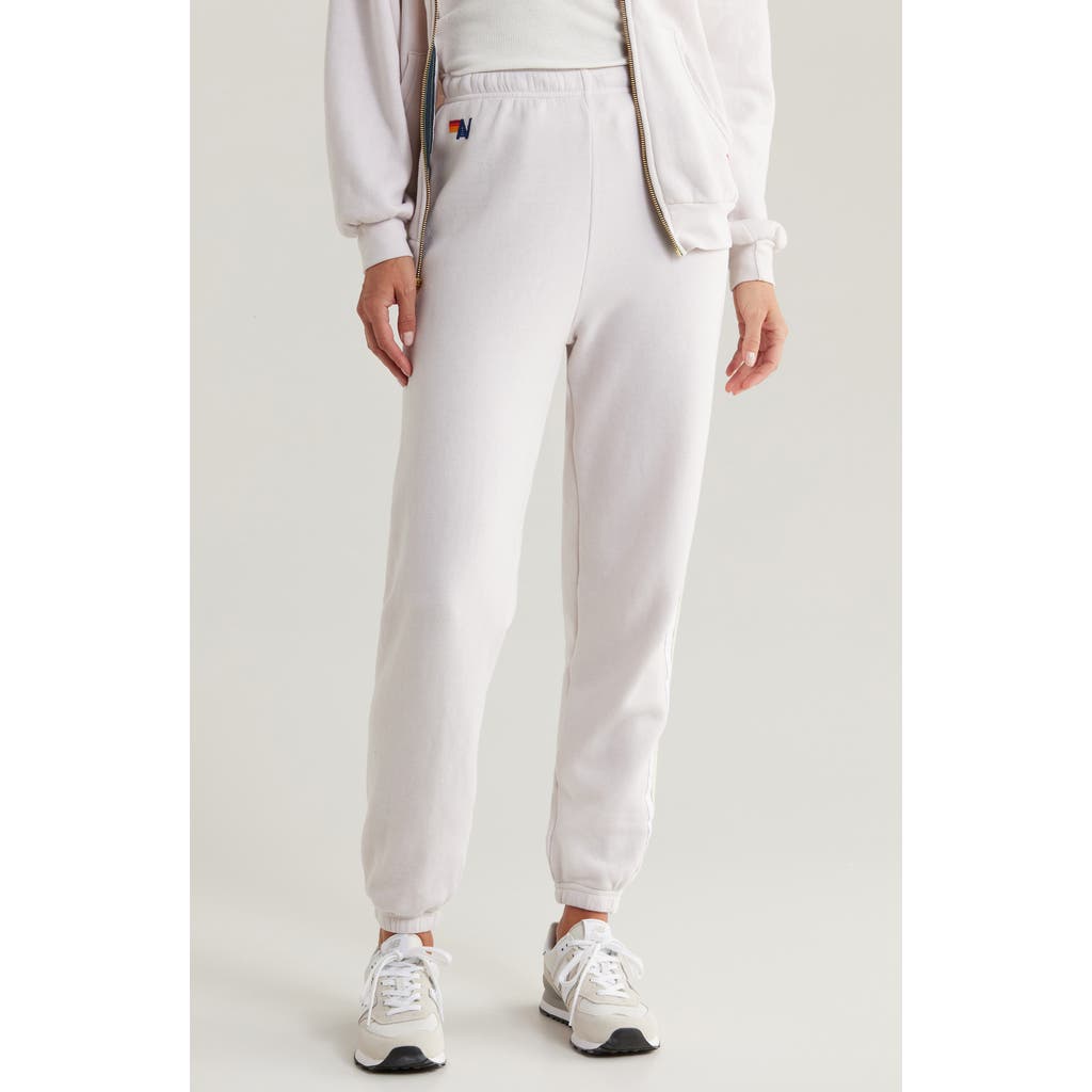 Aviator Nation Stripe Sweatpants In Dove Grey/white Grey