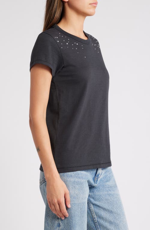 Shop Rag & Bone Studded Cotton Crewneck T-shirt In Black