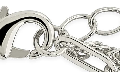 Sterling Forever Emery Layered Paper Clip & Curb Chain Bracelet In Silver