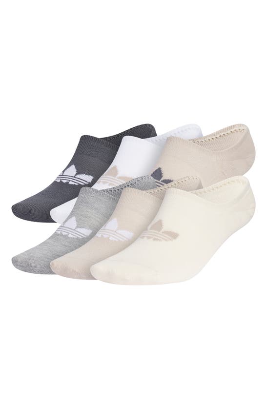 Adidas Originals Gender Inclusive Assorted 6-pack Superlite No-show Socks In Beige/ Onix Grey/ White