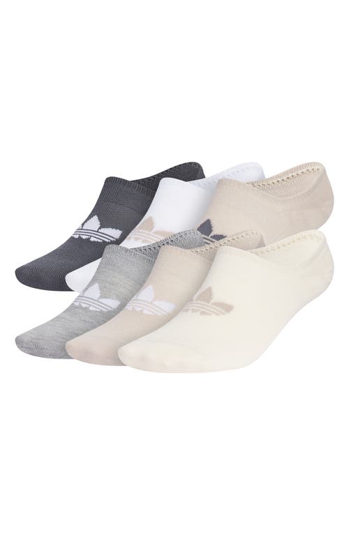 Shop Adidas Originals Adidas Gender Inclusive Assorted 6-pack Superlite No-show Socks In Beige/onix Grey/white