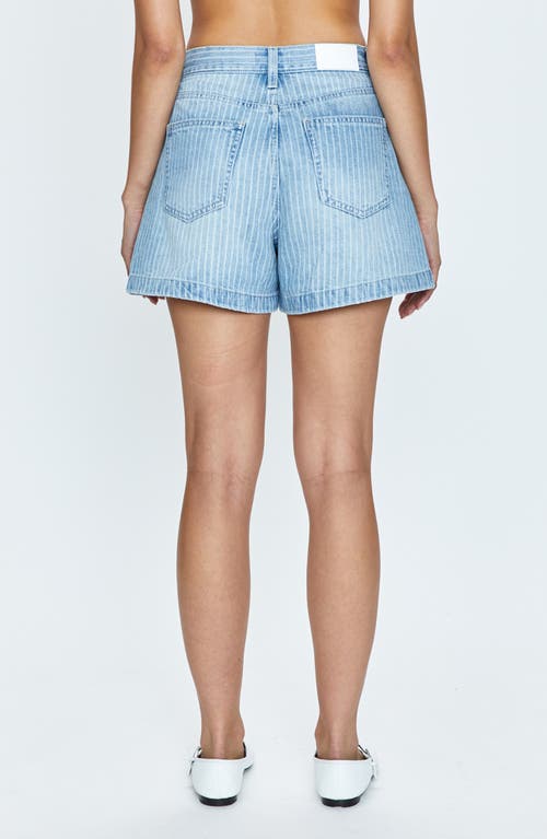 Shop Pistola Saige High Waist Denim Shorts In Canopy Stripe