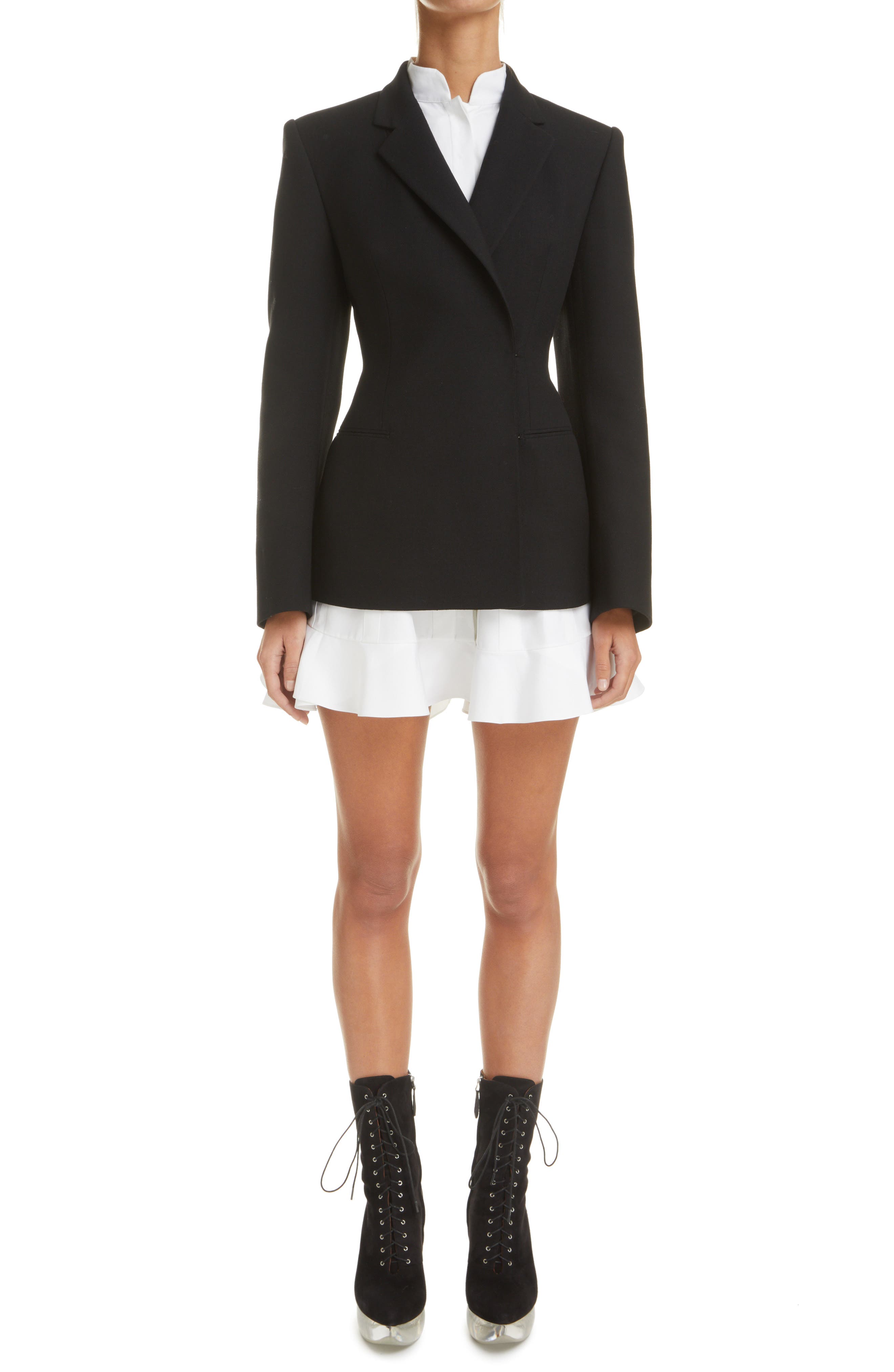 Alaia Wool Blazer Alaïa One-Button Virgin Wool Jacket In Noir