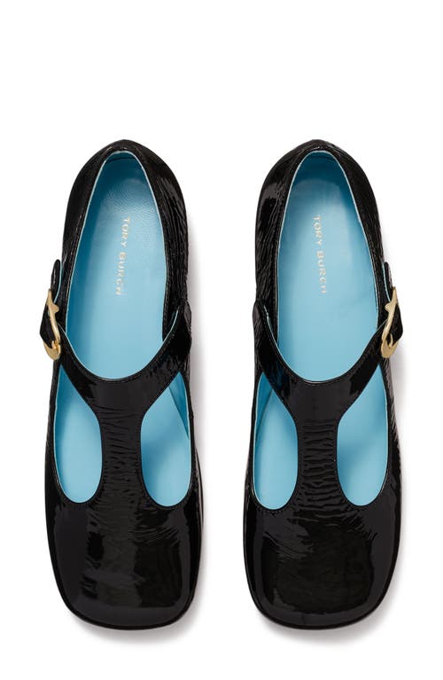 Shop Tory Burch Violet T-strap Flat In Nero