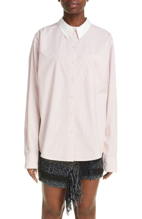 Acne Studios Saffron Stripe Cotton Poplin Button-up Shirt In Salmon Pink/white