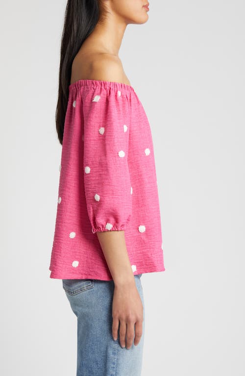 Loveappella Off The Shoulder Top In Fuchsia