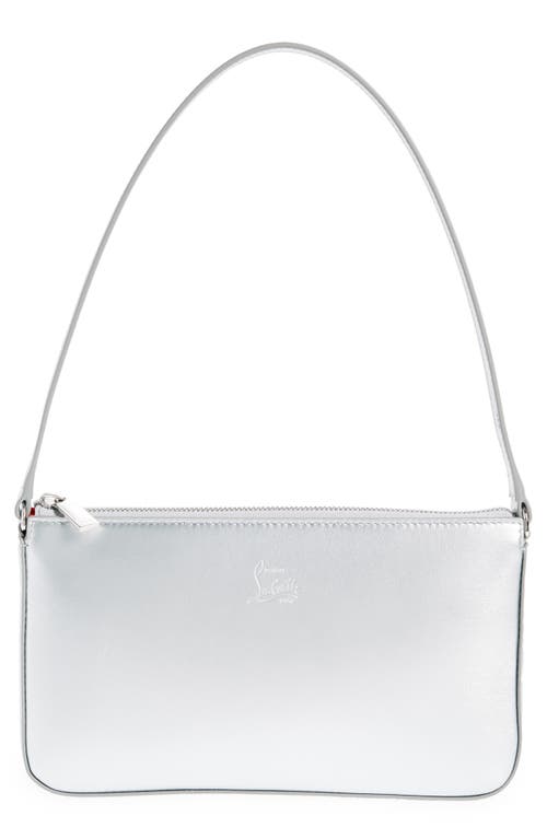 Christian Louboutin Loubila Metallic Leather Shoulder Bag in Silver/Silver at Nordstrom