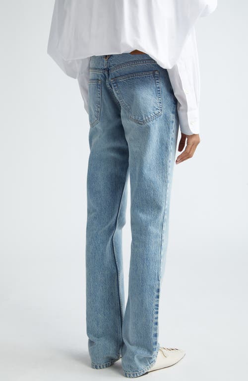 Shop Stella Mccartney Hardware Detail Denim Straight Leg Jeans In Vintage Blue Denim