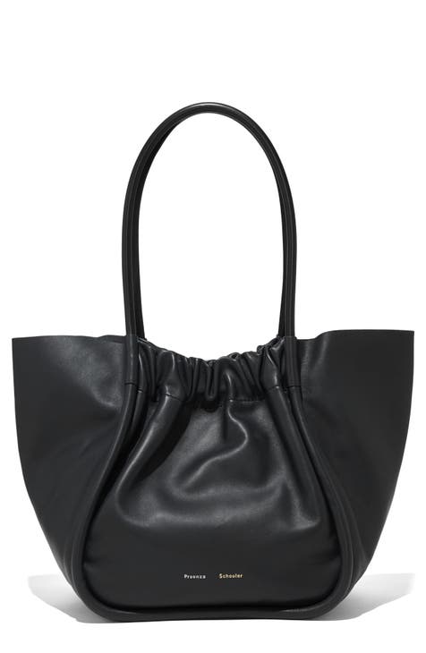 Large Ruched Leather Tote