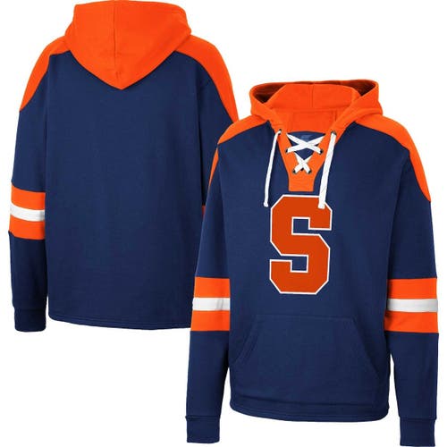 Men's Colosseum Navy Syracuse Orange Lace-Up 4.0 Pullover Hoodie