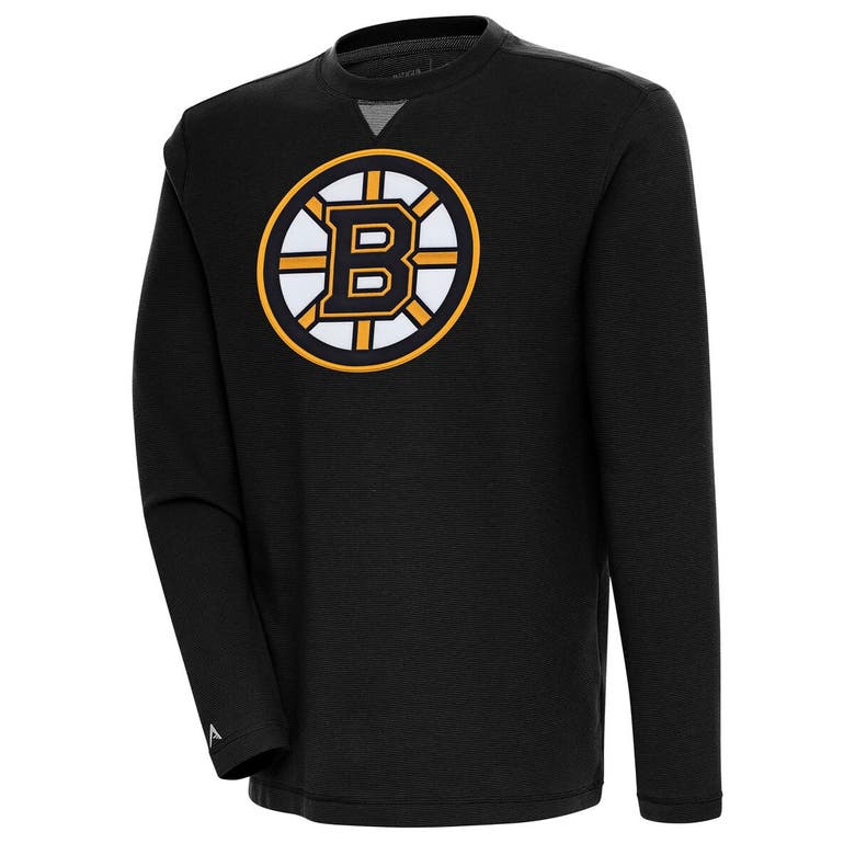 Shop Antigua Black Boston Bruins Flier Bunker Tri-blend Pullover Sweatshirt