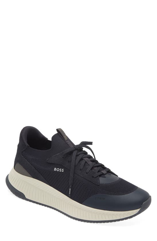 Hugo Boss Ttnm Evo Slon Knsd Sneaker In Dark Blue