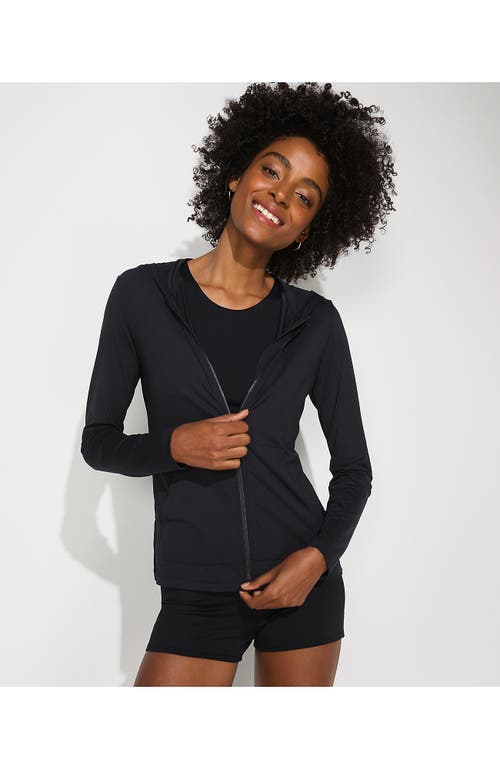 Shop Lands' End Hooded Full Zip Long Sleeve Rash Guard Upf 50 Cover-up In Black