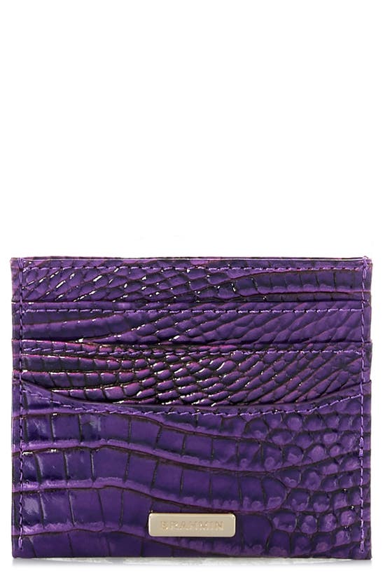 Brahmin Cheryl Leather Card Holder In Purple