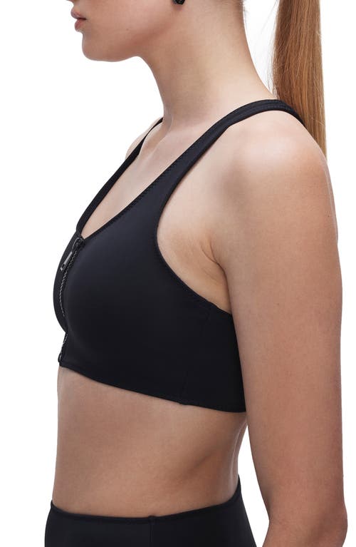 Shop Good American Compression Zip-up Sports Bra In Black001