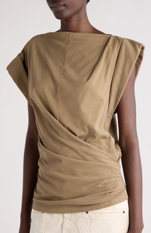 Isabel Marant Maisan Draped Asymmetric Cotton T-shirt In Light Khaki